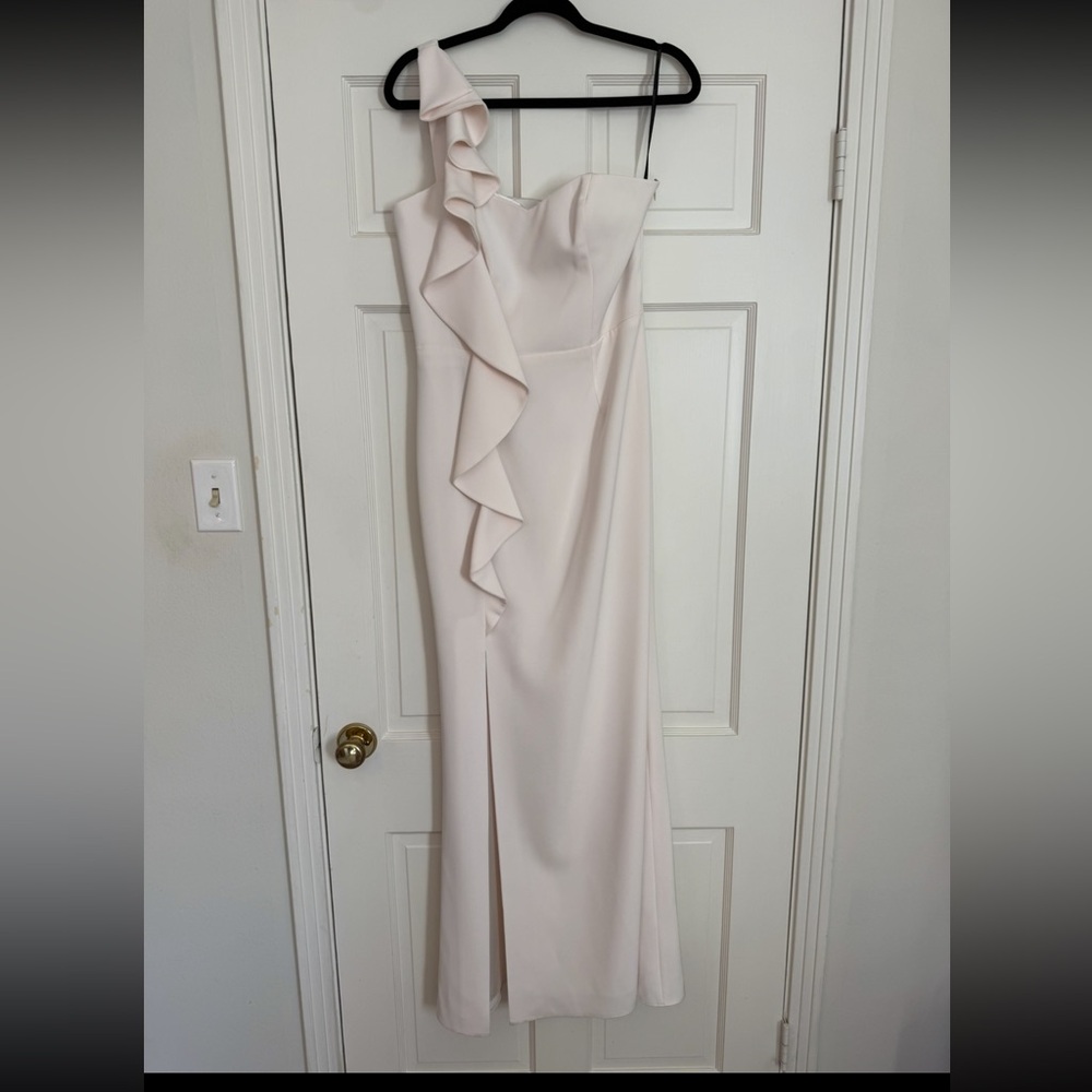 Laundry By Shelli Segal One-Shoulder Cream Dress